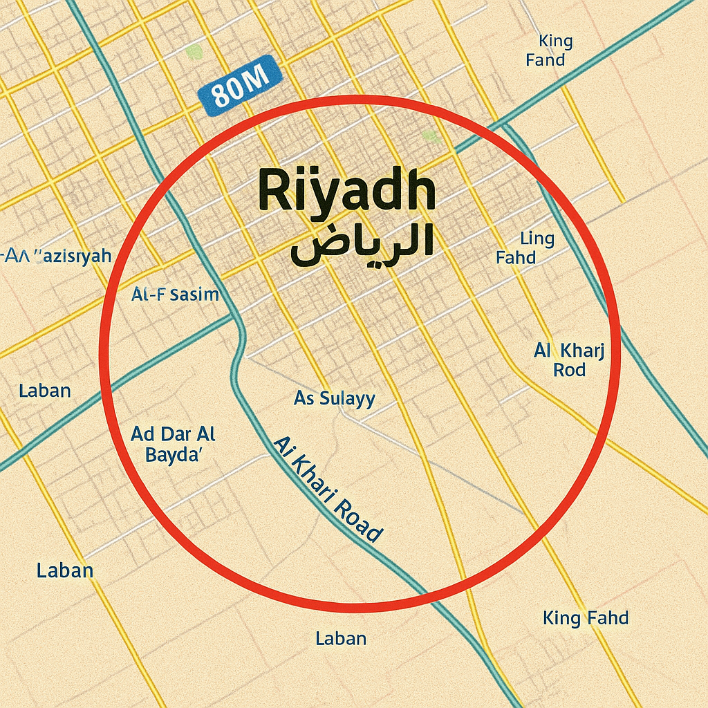 خريطة مناطق خدمة سطحة الدار البيضاء في الرياض